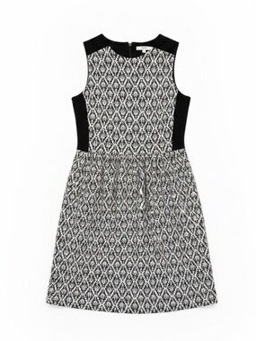 Madewell Diamond Jacquard Fit & Flare Sleeveless Dress Black White Size XS